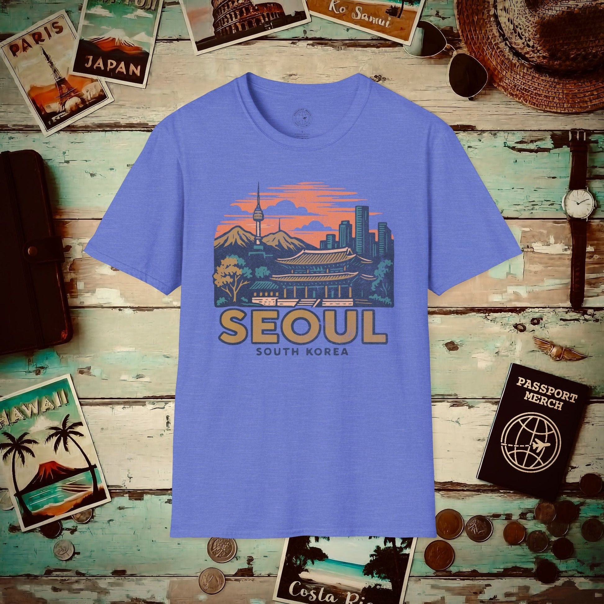 Seoul, South Korea - 80's Vintage T-Shirt Heather Royal / S