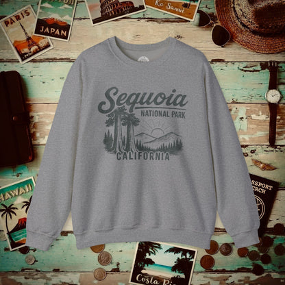 Sequoia National Park Vintage Monochrome, California Crewneck Graphite Heather / S