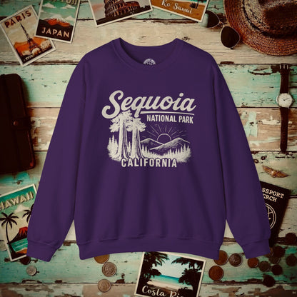 Sequoia National Park Vintage Monochrome, California Crewneck Purple / S