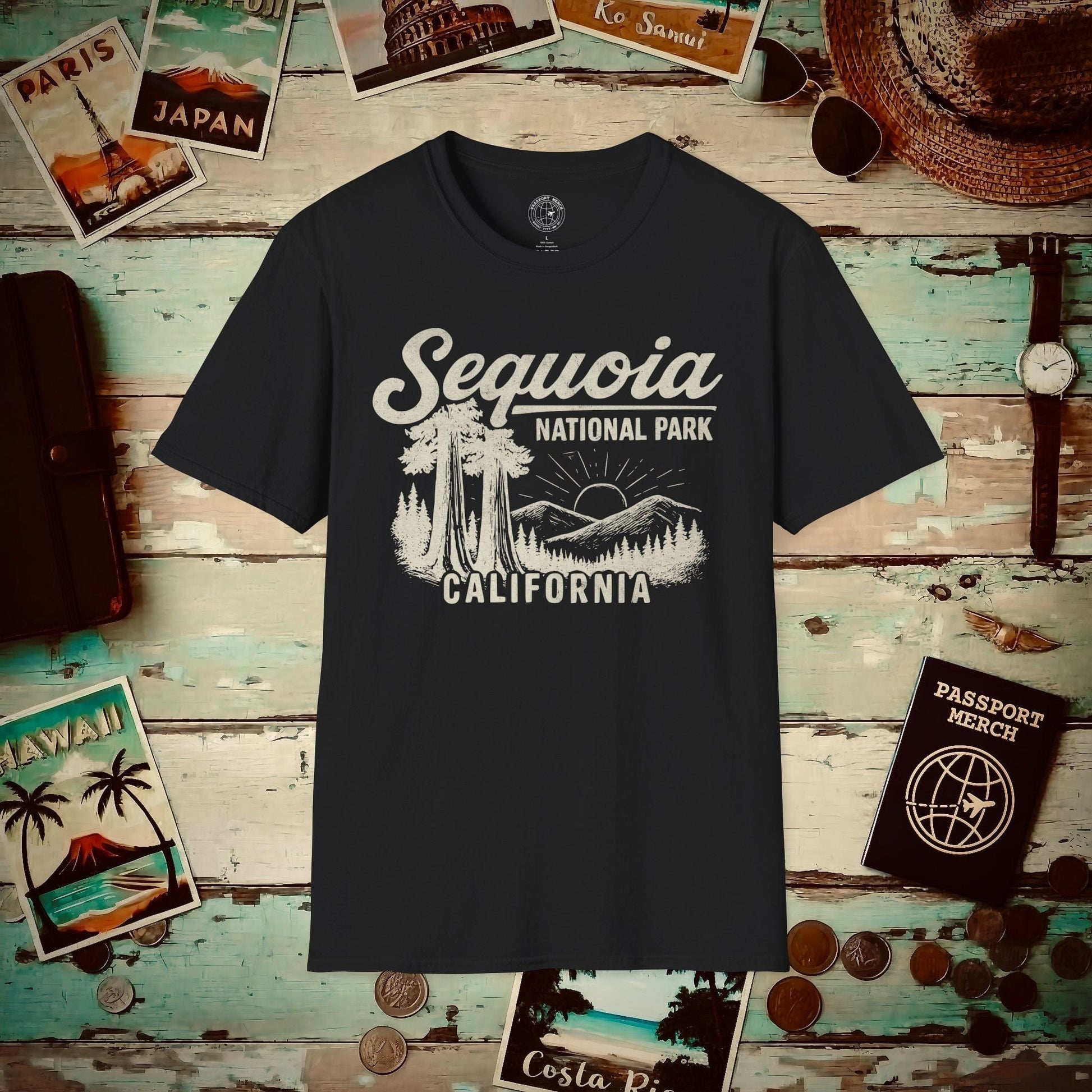 Sequoia National Park Vintage Monochrome, California T-Shirt Black / S