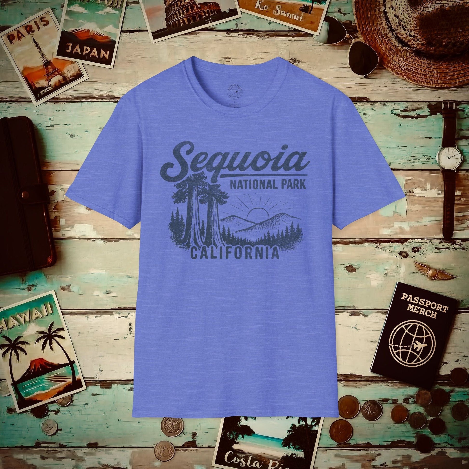 Sequoia National Park Vintage Monochrome, California T-Shirt Heather Royal / S