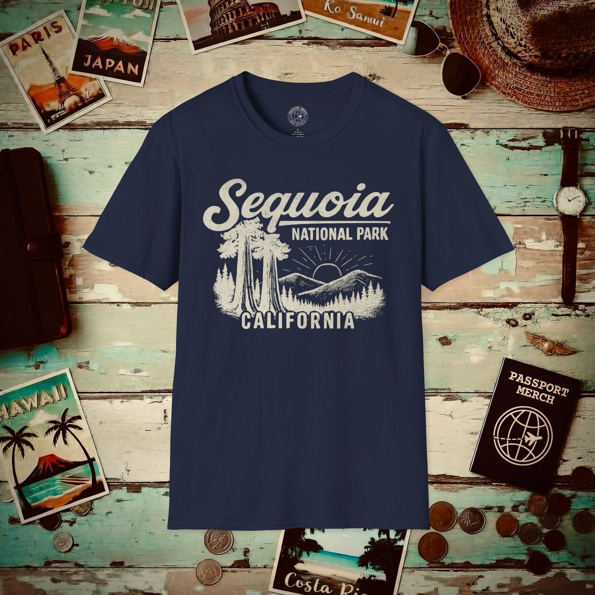 Sequoia National Park Vintage Monochrome, California T-Shirt Navy / S