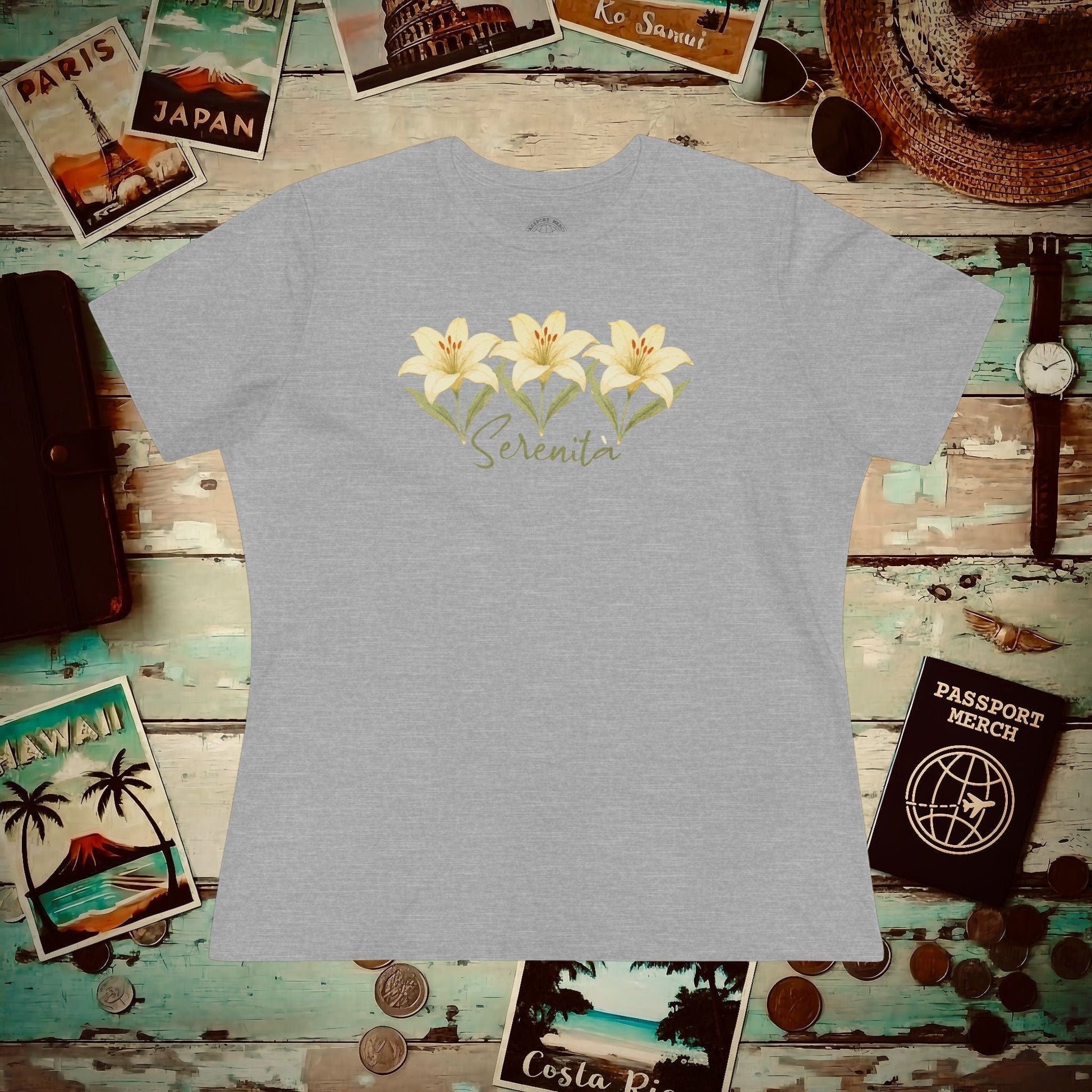 Serenita Watercolor Lily, Italy, Womens Fit T-Shirt Athletic Heather / S