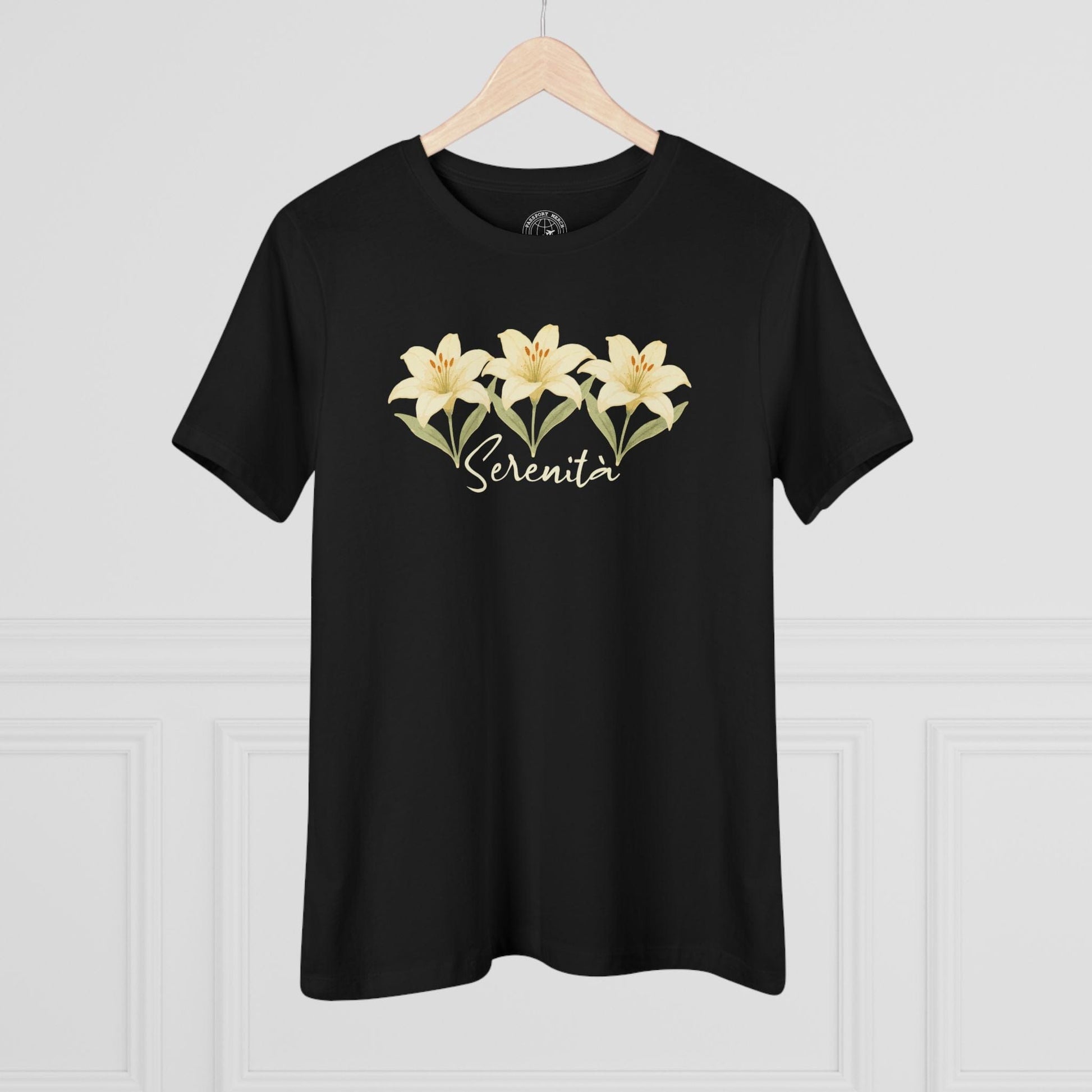 Serenita Watercolor Lily, Italy, Womens Fit T-Shirt Black / S