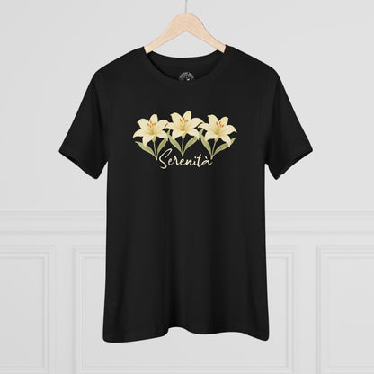 Serenita Watercolor Lily, Italy, Womens Fit T-Shirt Black / S