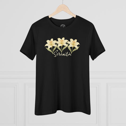 Serenita Watercolor Lily, Italy, Womens Fit T-Shirt Black / S