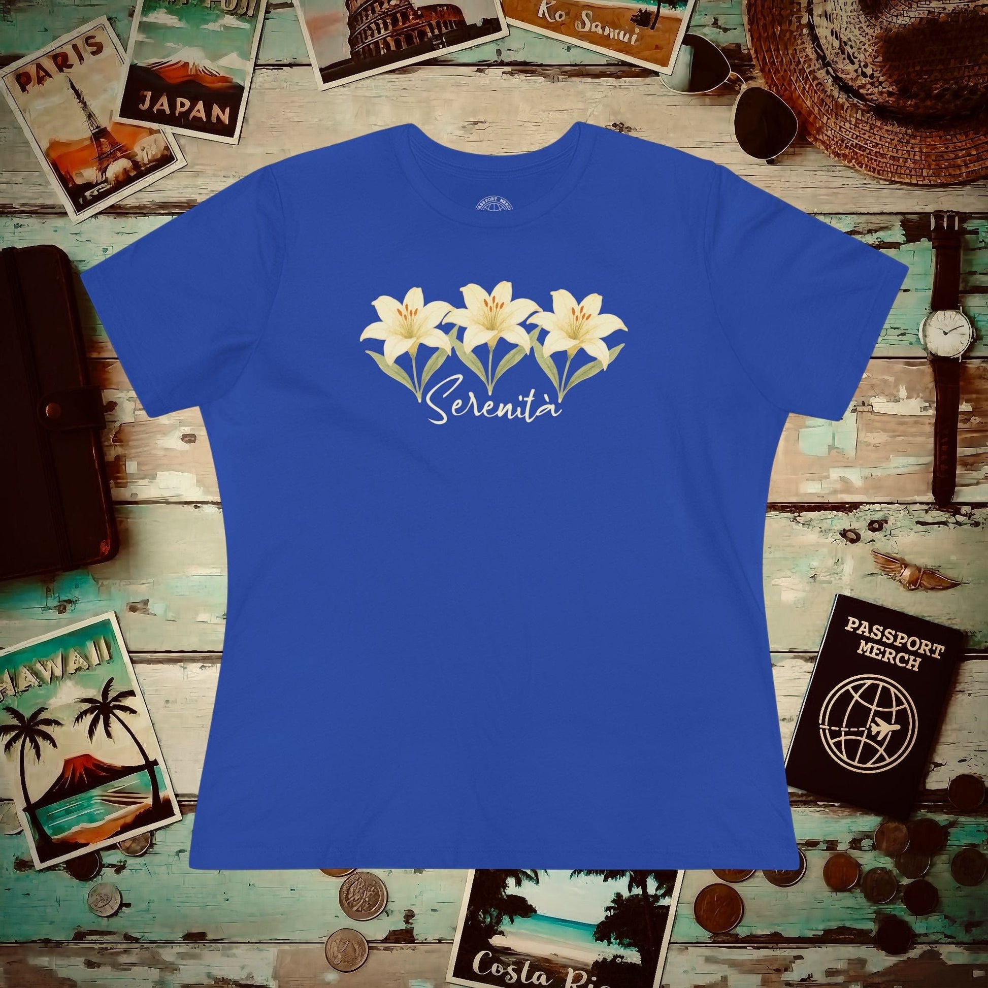 Serenita Watercolor Lily, Italy, Womens Fit T-Shirt True Royal / S