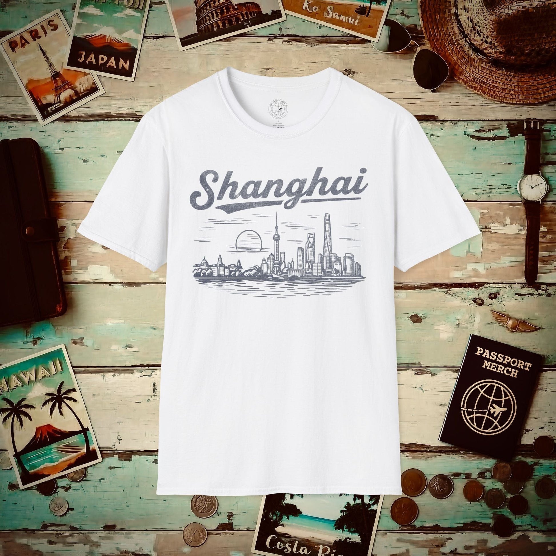 Shanghai Vintage Monochrome, China T-Shirt White / S