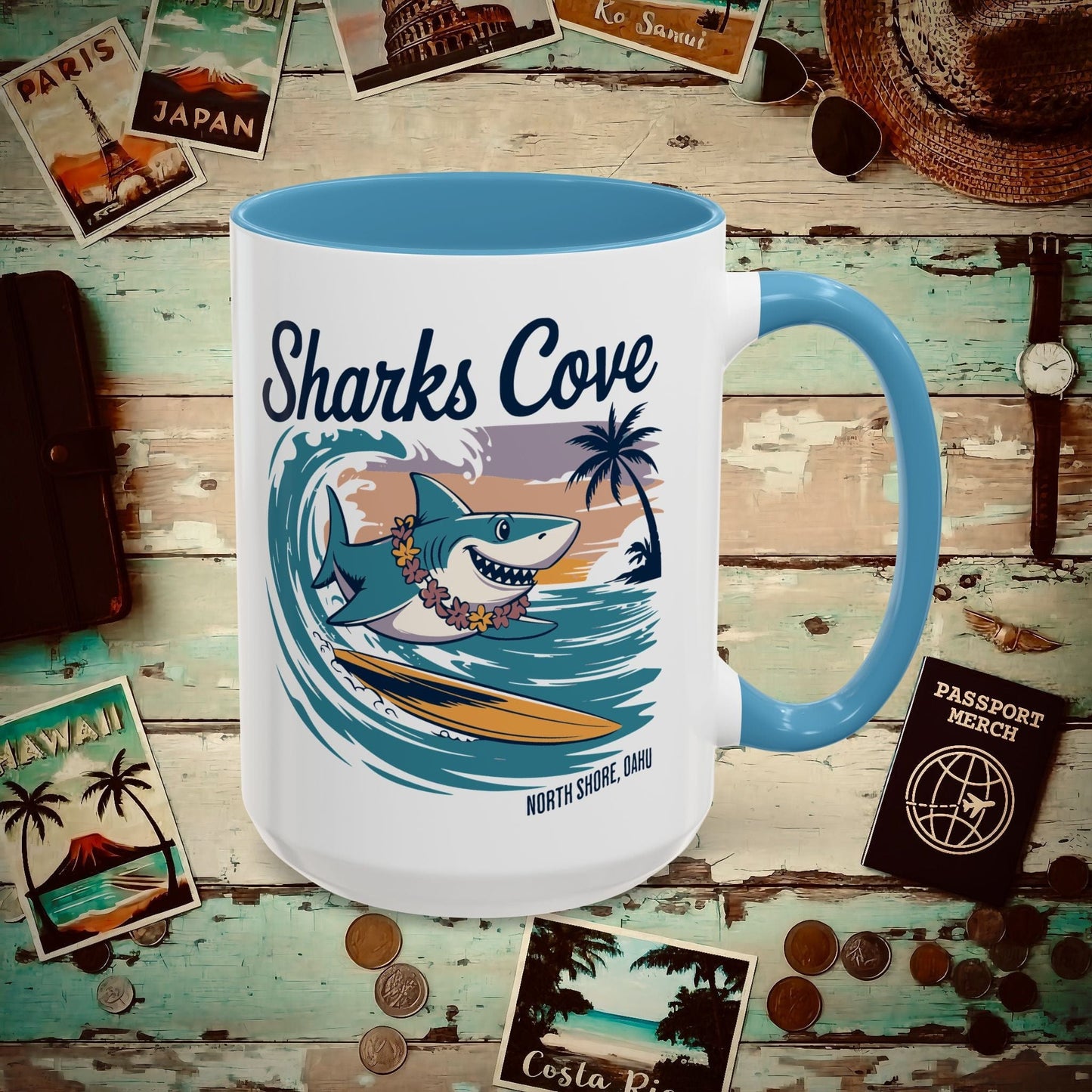 Sharks Cove Oahu, Hawaii 15oz Mug Light Blue / 15oz