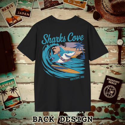 Sharks Cove Oahu, Hawaii, Back Print T-Shirt Black / S