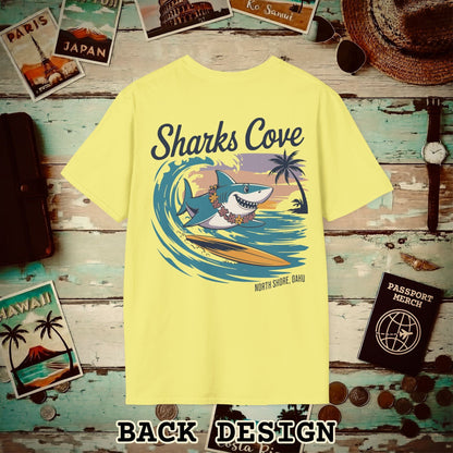 Sharks Cove Oahu, Hawaii, Back Print T-Shirt Cornsilk / S