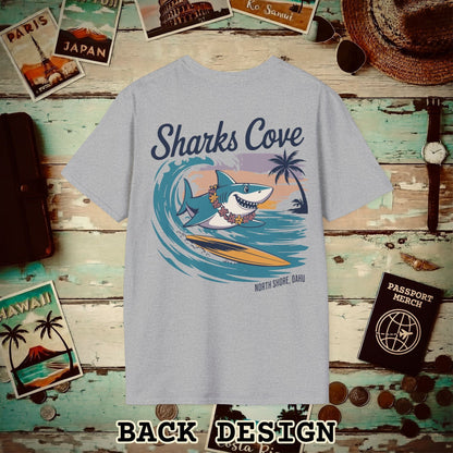 Sharks Cove Oahu, Hawaii, Back Print T-Shirt Sport Grey / S