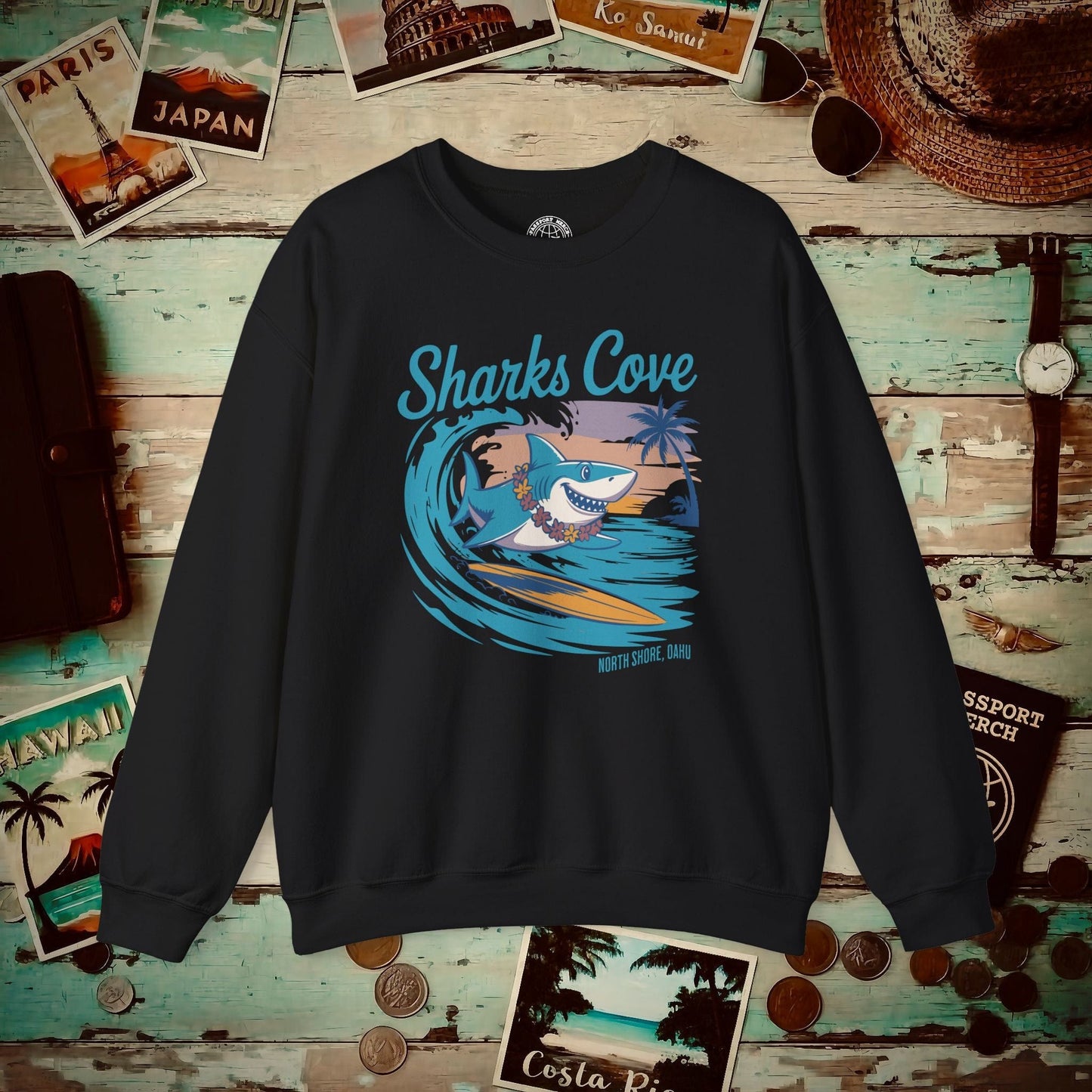 Sharks Cove Oahu, Hawaii Crewneck Black / S