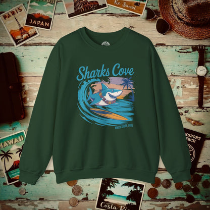 Sharks Cove Oahu, Hawaii Crewneck Forest Green / S