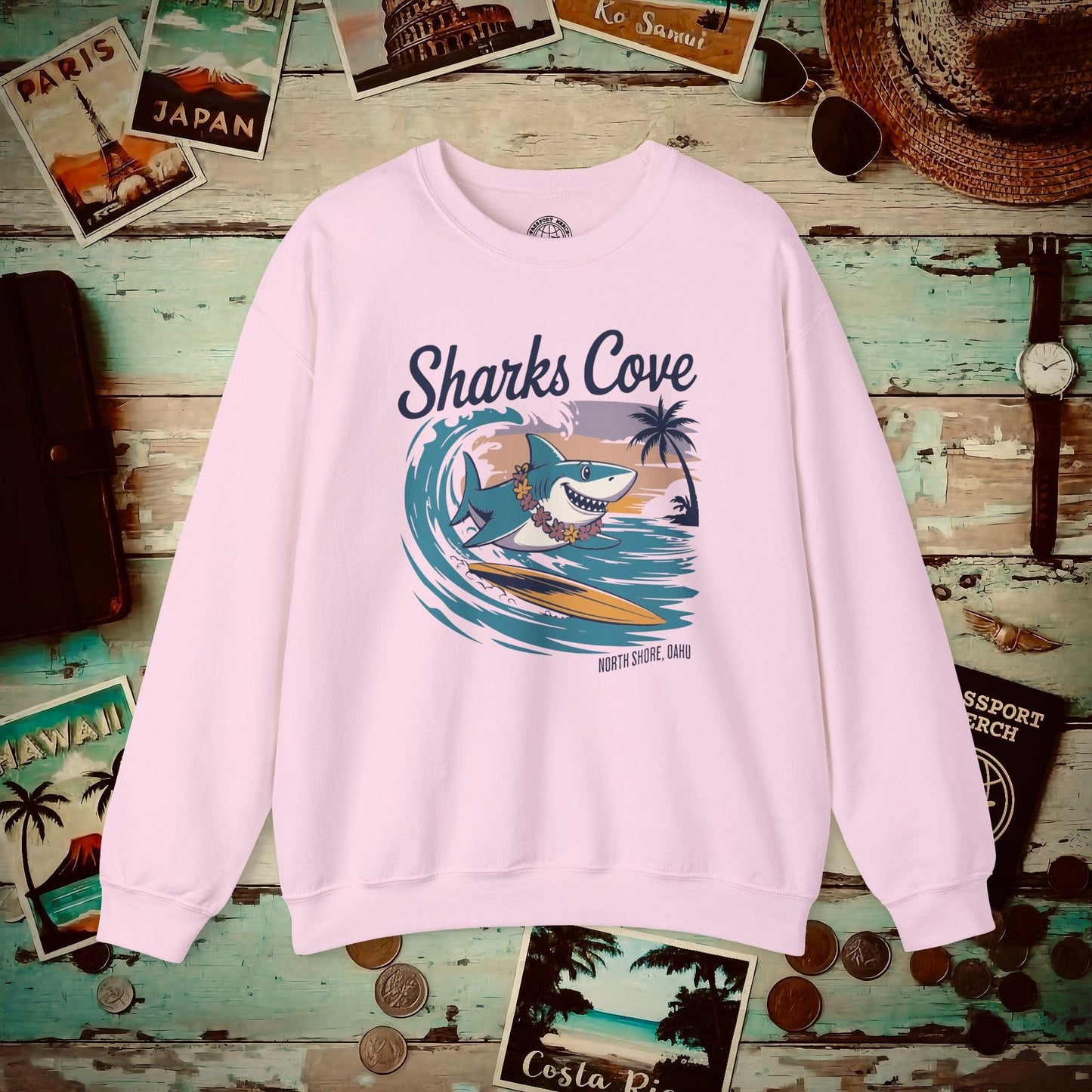 Sharks Cove Oahu, Hawaii Crewneck Light Pink / S
