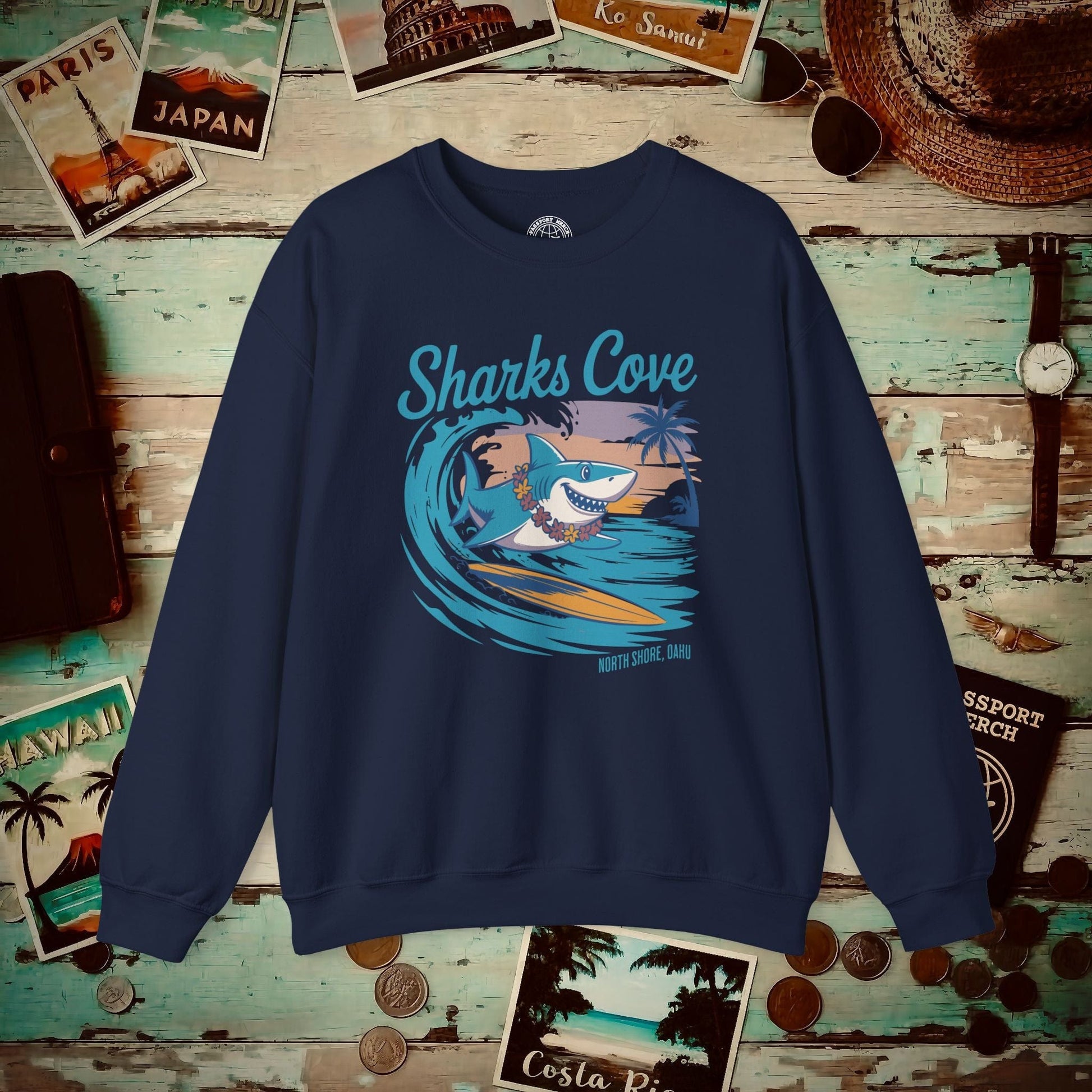 Sharks Cove Oahu, Hawaii Crewneck Navy / S