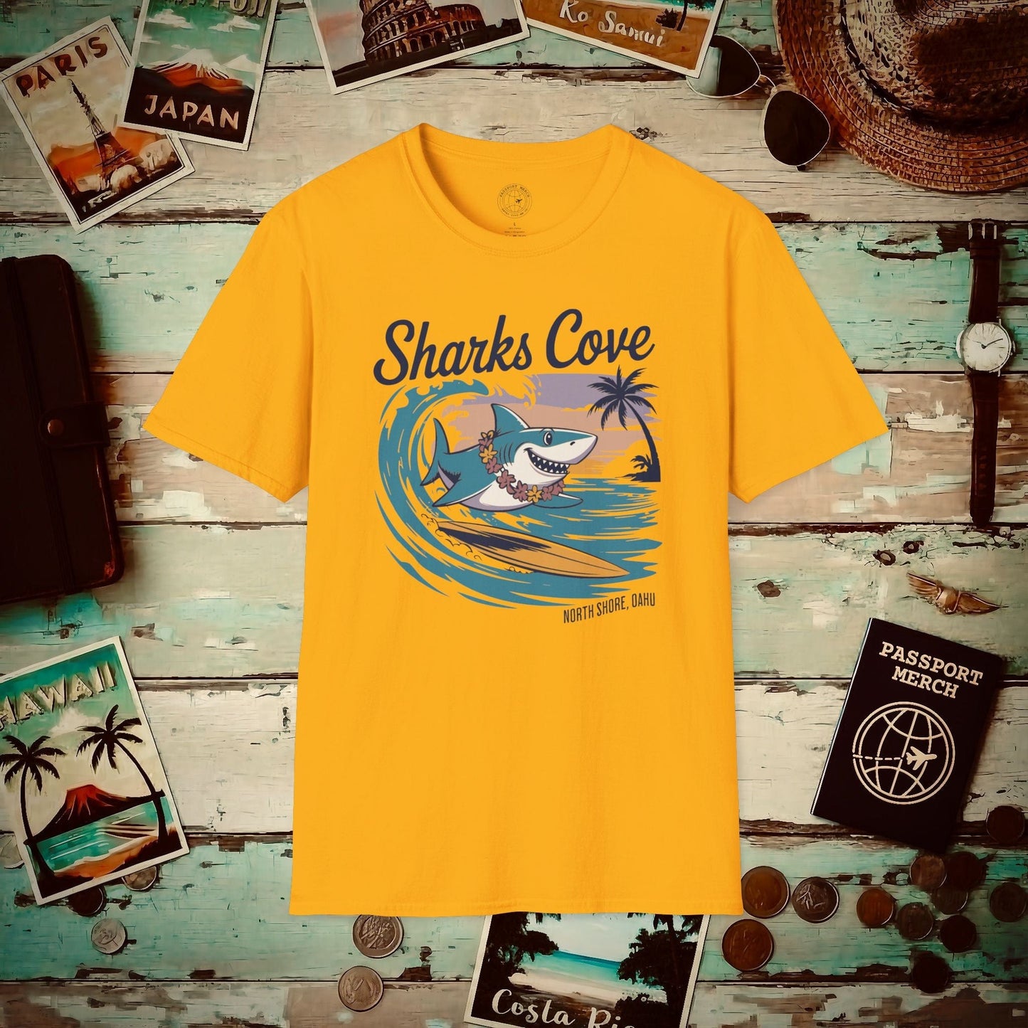 Sharks Cove Oahu, Hawaii T-Shirt Gold / S