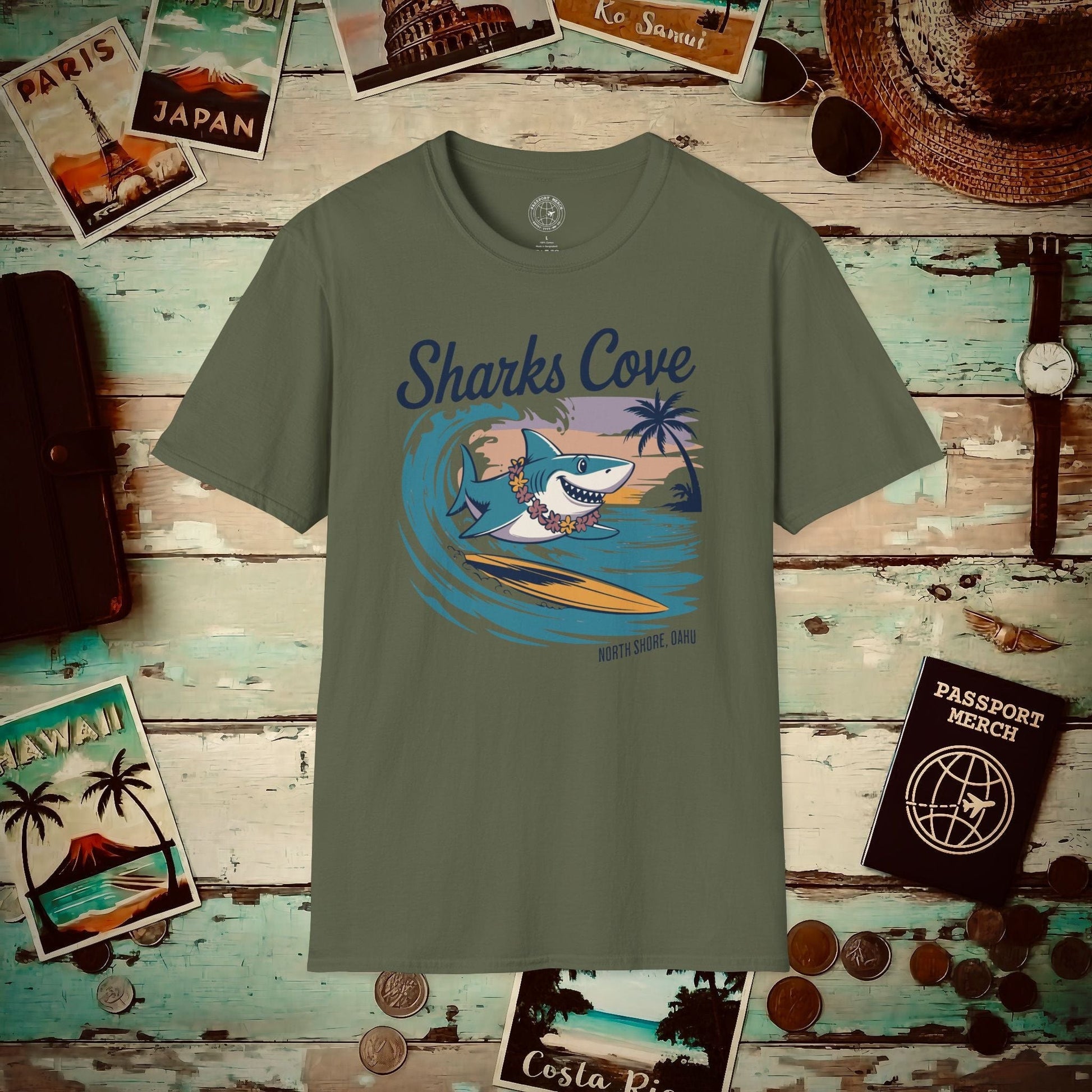 Sharks Cove Oahu, Hawaii T-Shirt Military Green / S