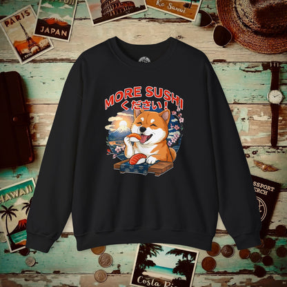 Shiba Inu, More Sushi Please! Japan Crewneck Black / S