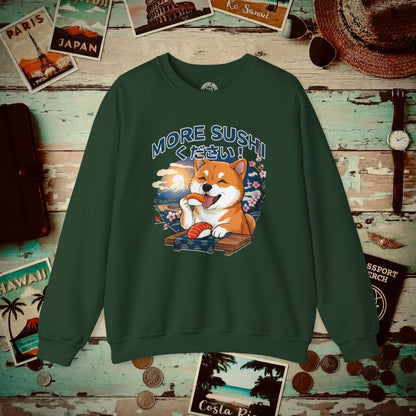 Shiba Inu, More Sushi Please! Japan Crewneck Forest Green / S