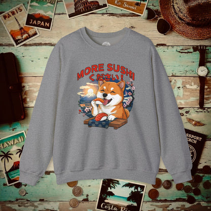 Shiba Inu, More Sushi Please! Japan Crewneck Graphite Heather / S