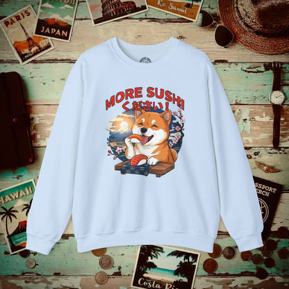 Shiba Inu, More Sushi Please! Japan Crewneck Light Blue / S