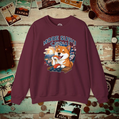 Shiba Inu, More Sushi Please! Japan Crewneck Maroon / S