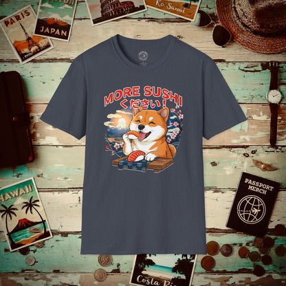 Shiba Inu, More Sushi Please! Japan T-Shirt Heather Navy / S