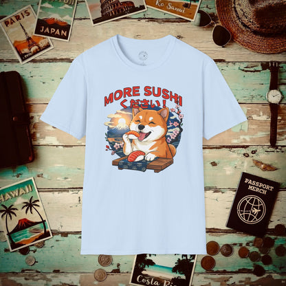 Shiba Inu, More Sushi Please! Japan T-Shirt Light Blue / S