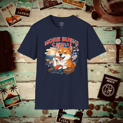 Shiba Inu, More Sushi Please! Japan T-Shirt Navy / S