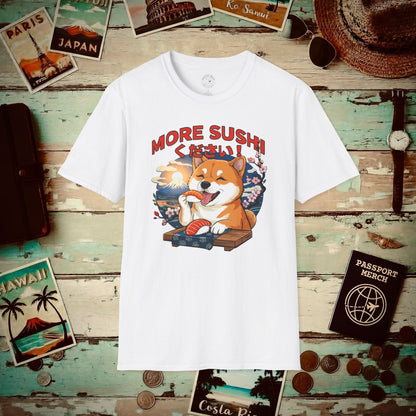 Shiba Inu, More Sushi Please! Japan T-Shirt White / S