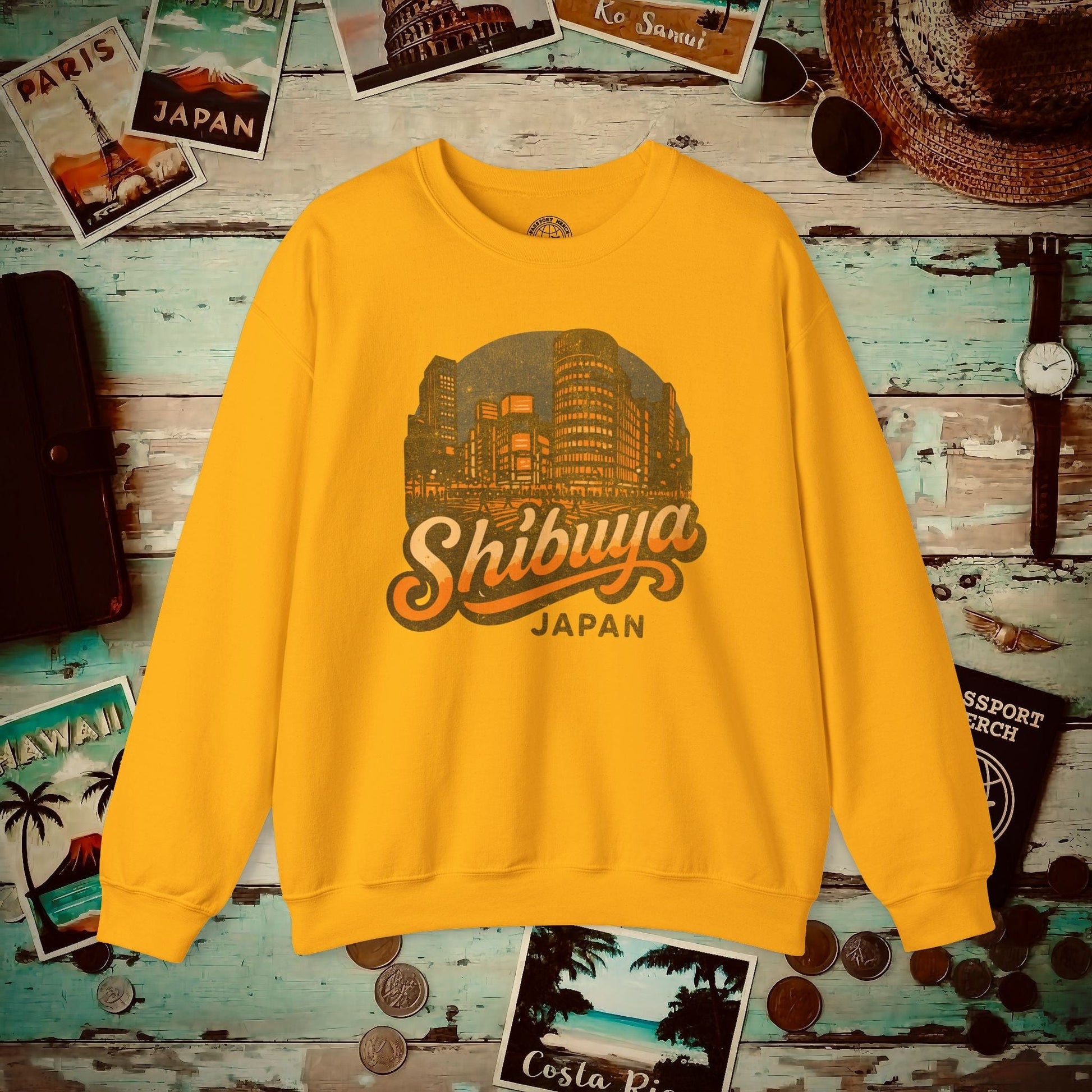 Shibuya, Japan - 80's Vintage Crewneck Gold / S