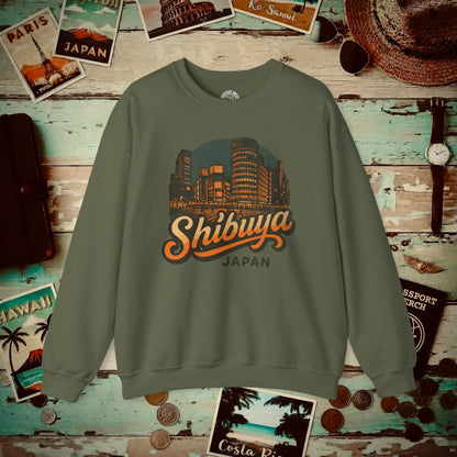 Shibuya, Japan - 80's Vintage Crewneck Military Green / S