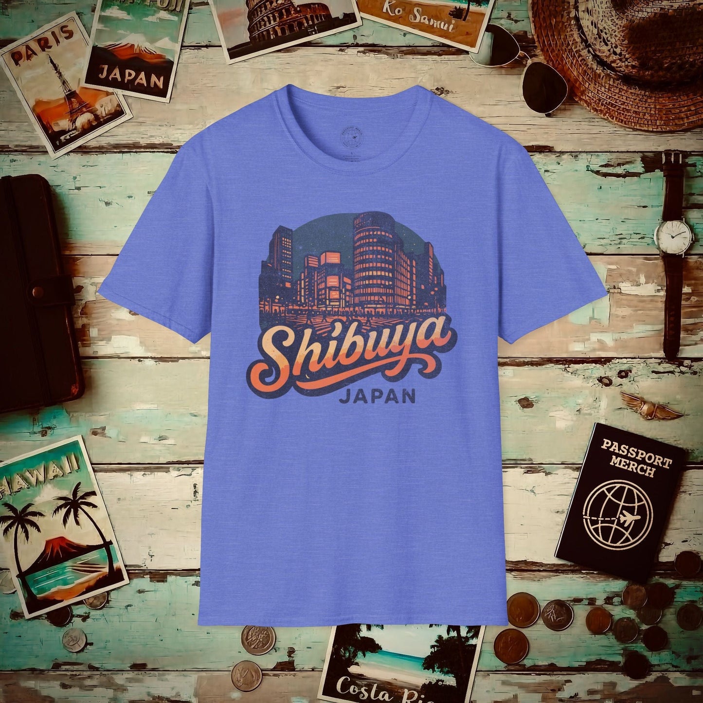 Shibuya, Japan - 80's Vintage T-Shirt Heather Royal / S