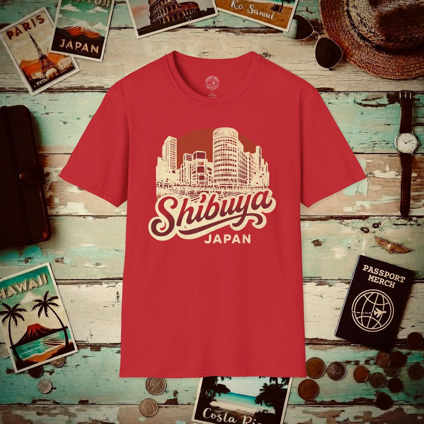 Shibuya, Japan - 80's Vintage T-Shirt Red / S