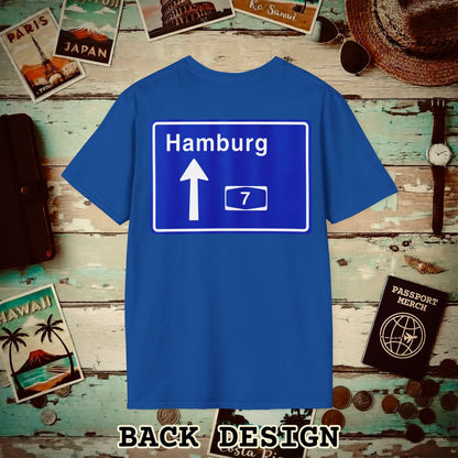Signs of Wanderlust, Autobahn A7, Hamburg, Germany Back Print T-Shirt Royal / S