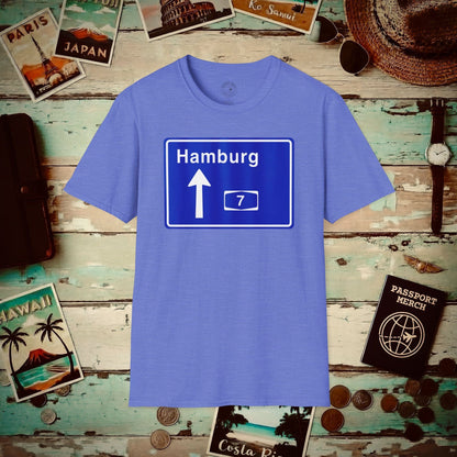 Signs of Wanderlust, Autobahn A7, Hamburg, Germany T-Shirt Heather Royal / S