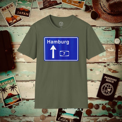 Signs of Wanderlust, Autobahn A7, Hamburg, Germany T-Shirt Military Green / S