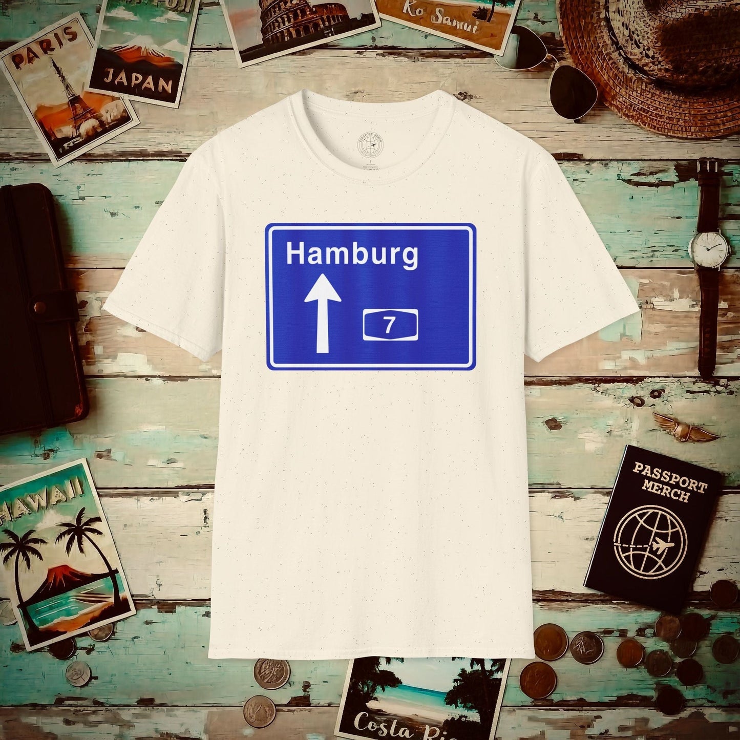 Signs of Wanderlust, Autobahn A7, Hamburg, Germany T-Shirt Natural / S