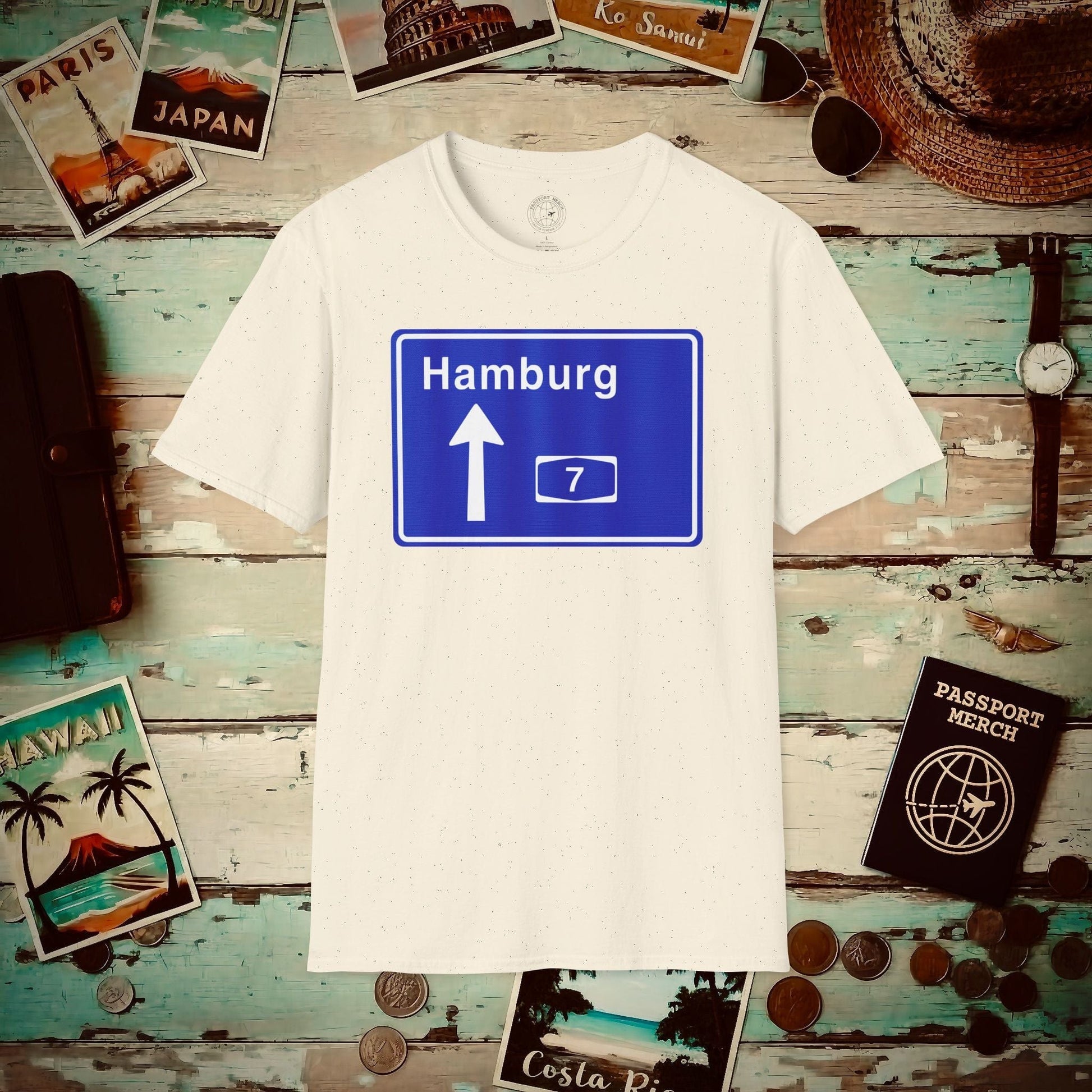 Signs of Wanderlust, Autobahn A7, Hamburg, Germany T-Shirt Natural / S