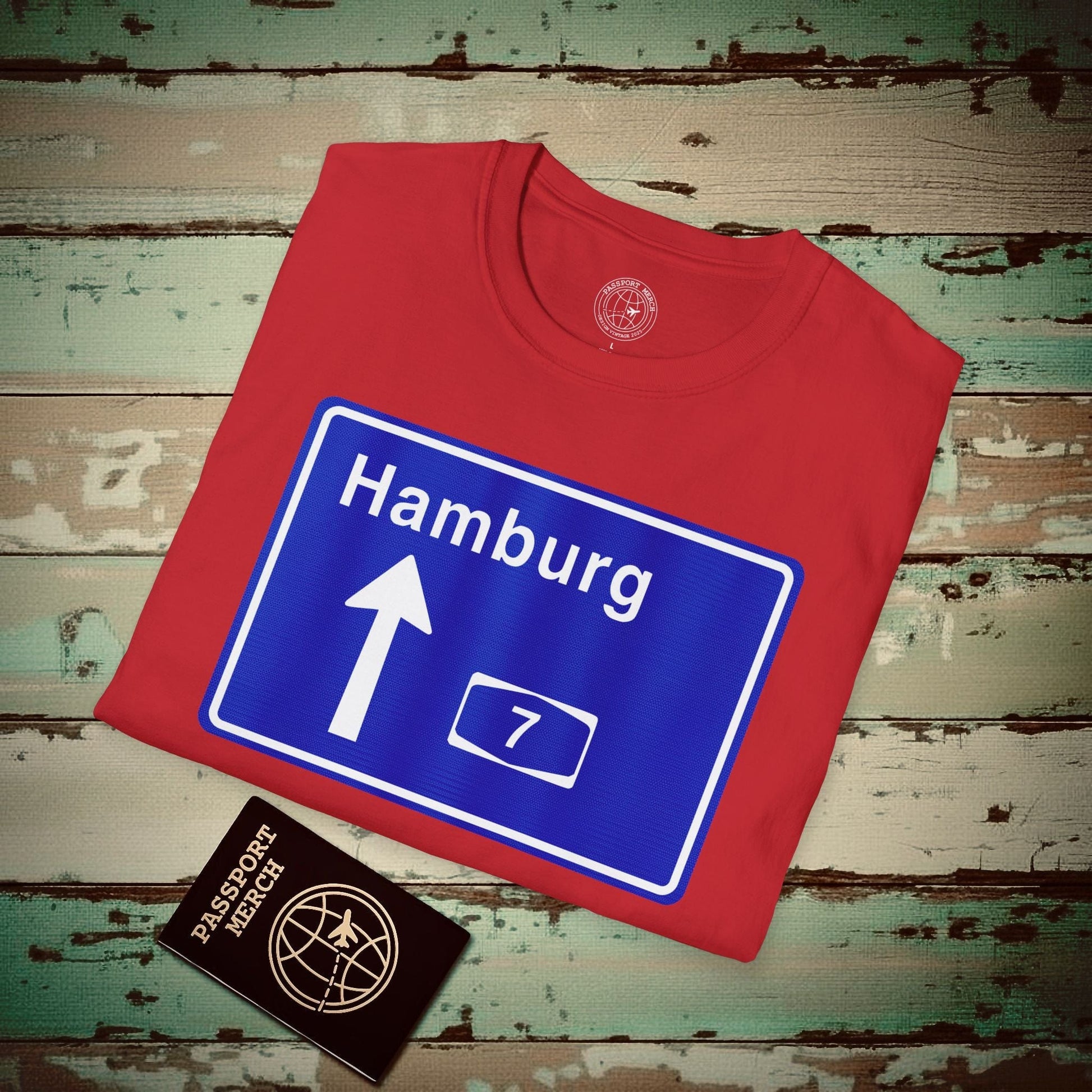 Signs of Wanderlust, Autobahn A7, Hamburg, Germany T-Shirt Red / S
