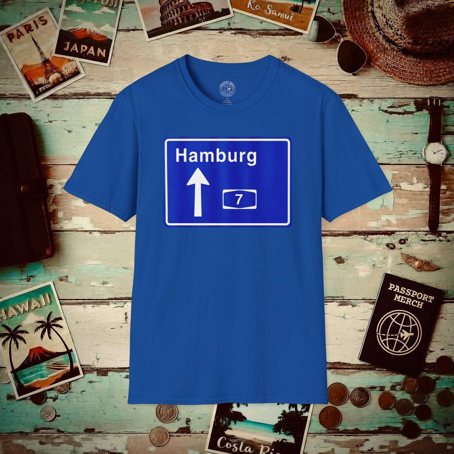 Signs of Wanderlust, Autobahn A7, Hamburg, Germany T-Shirt Royal / S