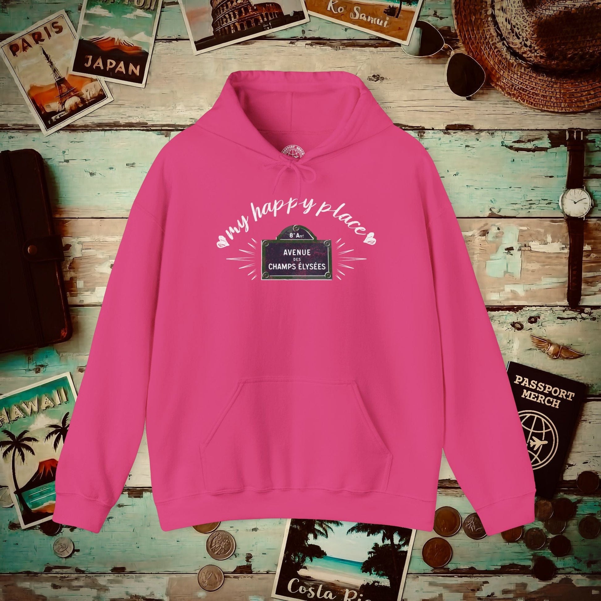 Signs of Wanderlust, Avenue des Champs-Élysées, Paris, France Hoodie Heliconia / M