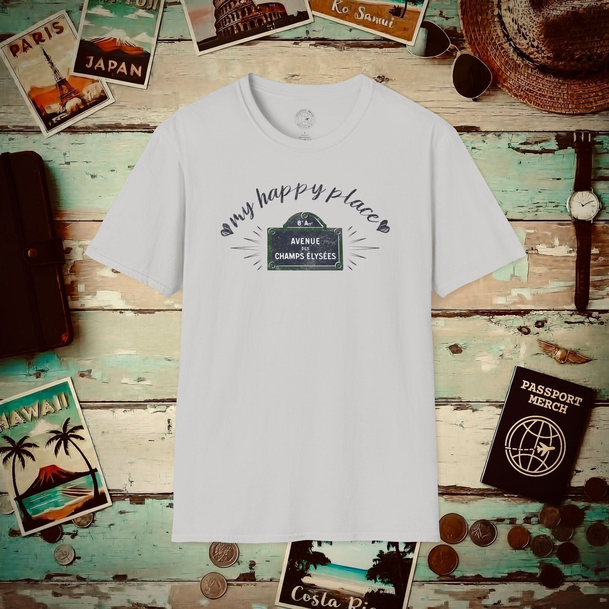 Signs of Wanderlust, Avenue des Champs-Élysées, Paris, France T-Shirt Ice Grey / S