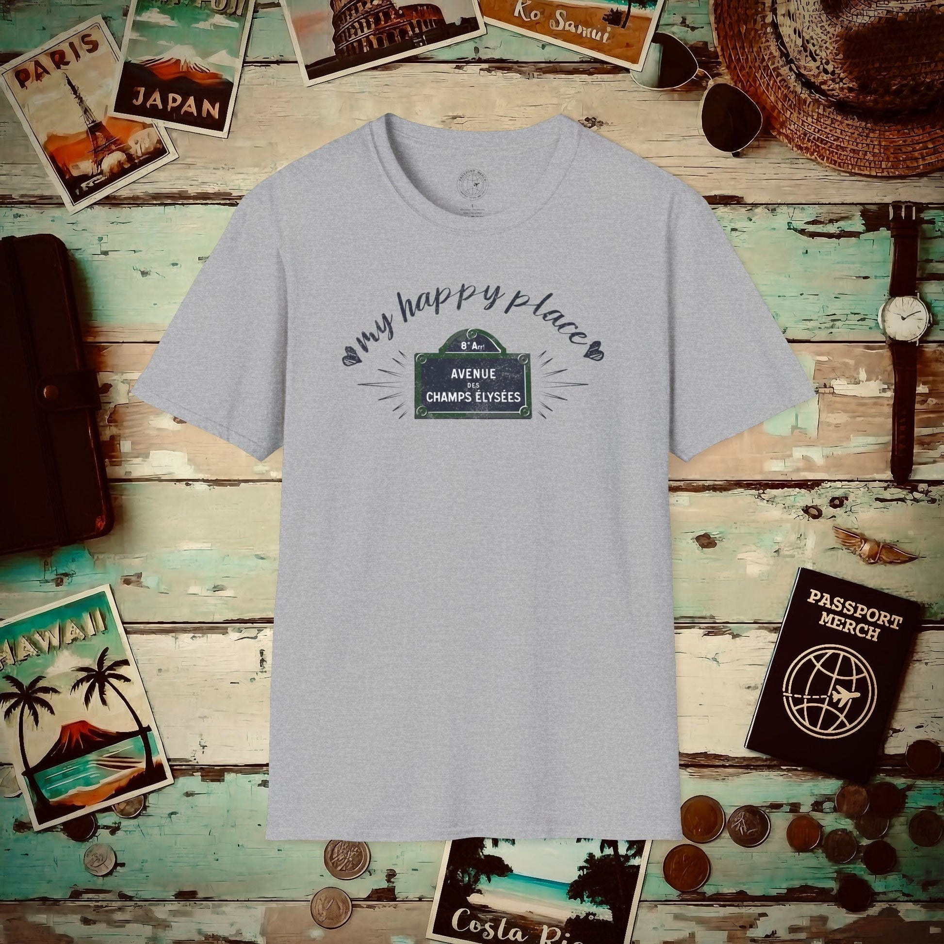 Signs of Wanderlust, Avenue des Champs-Élysées, Paris, France T-Shirt Sport Grey / S