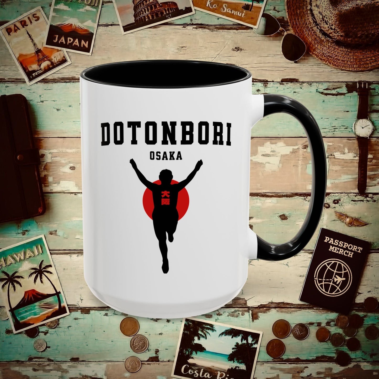 Signs of Wanderlust, Dotonbori, Osaka, Japan 15oz Mug Black / 15oz