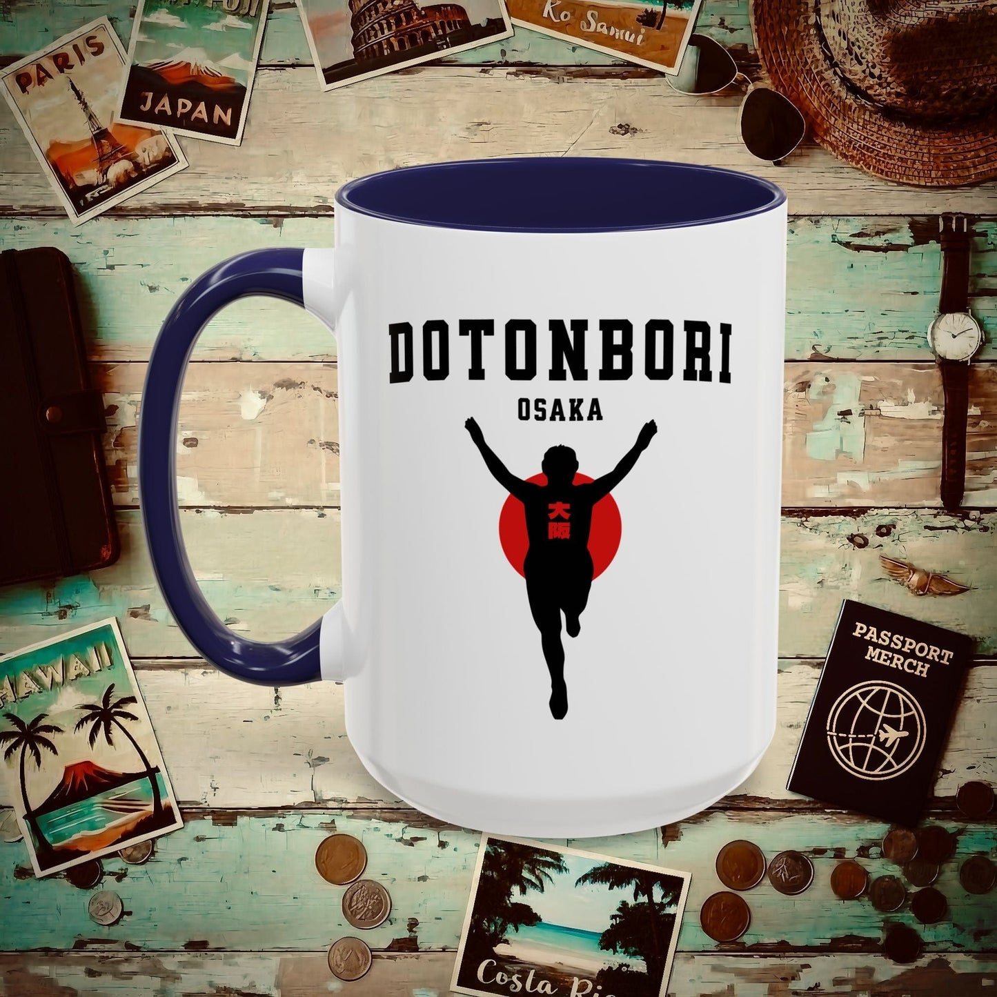 Signs of Wanderlust, Dotonbori, Osaka, Japan 15oz Mug Navy / 15oz