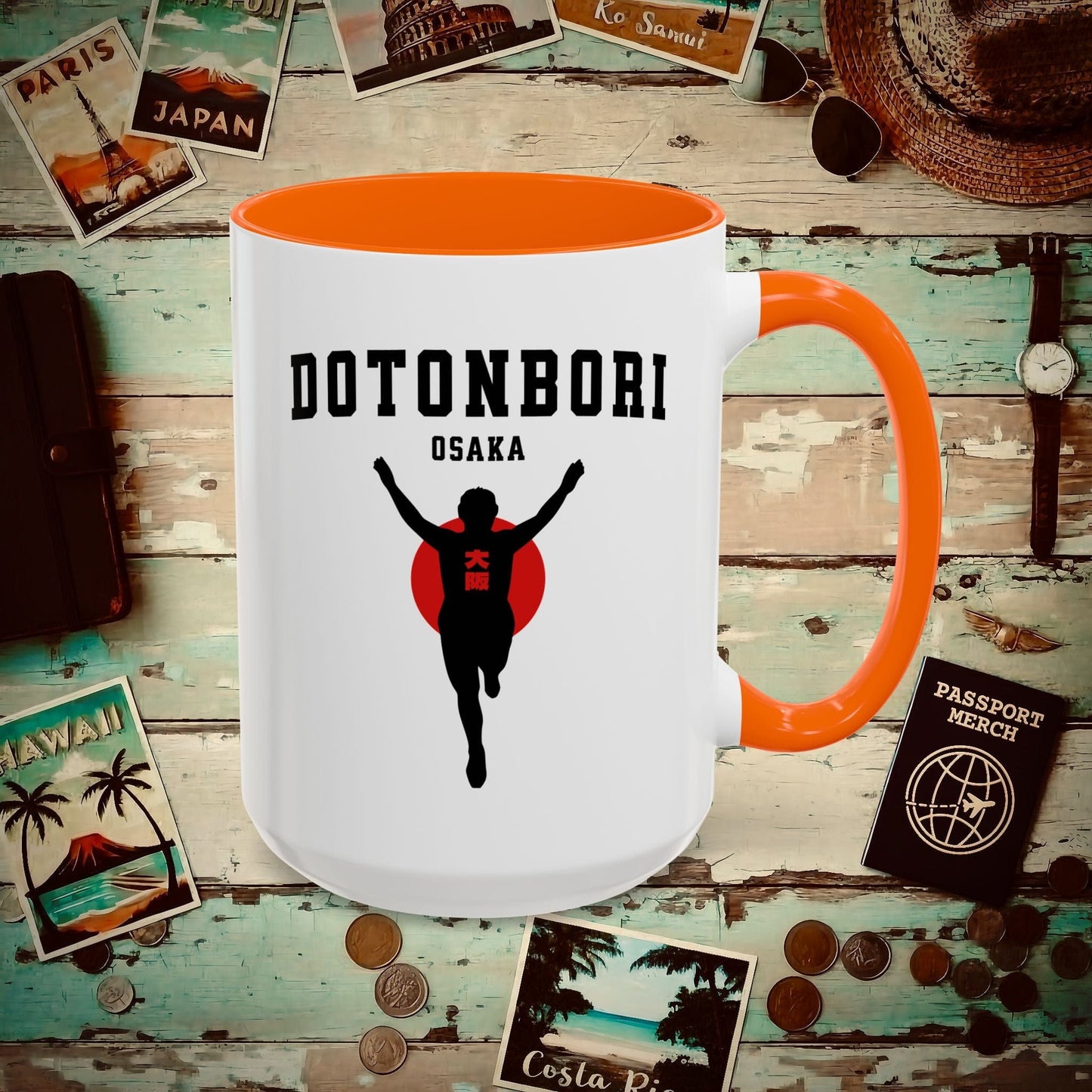 Signs of Wanderlust, Dotonbori, Osaka, Japan 15oz Mug Orange / 15oz