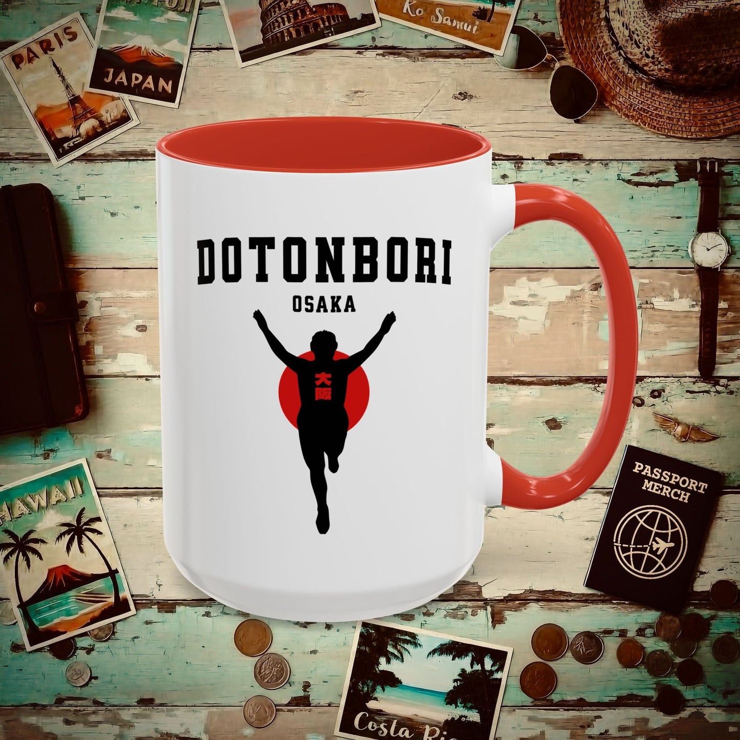 Signs of Wanderlust, Dotonbori, Osaka, Japan 15oz Mug Red / 15oz
