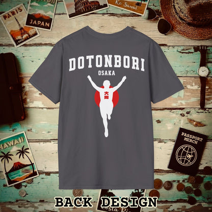Signs of Wanderlust, Dotonbori, Osaka, Japan, Back Print T-Shirt Charcoal / S